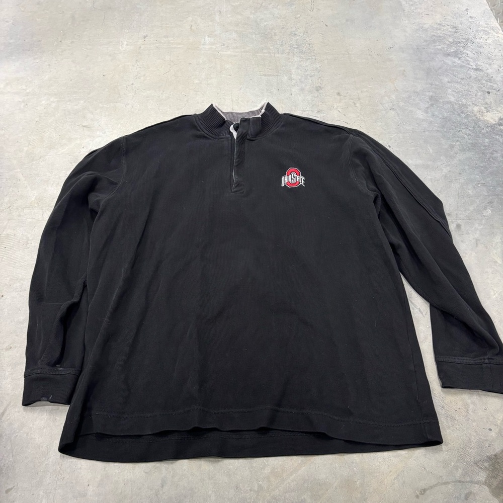 Ohio State Cutter And Buck Black 1/4 Button Up Mens XXL Sweater‎